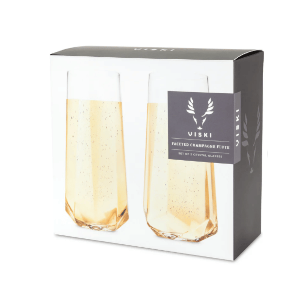 set of 2 Viski stemless geometric Crystal Champagne Glasses for personalized congratulations champagne gift sets